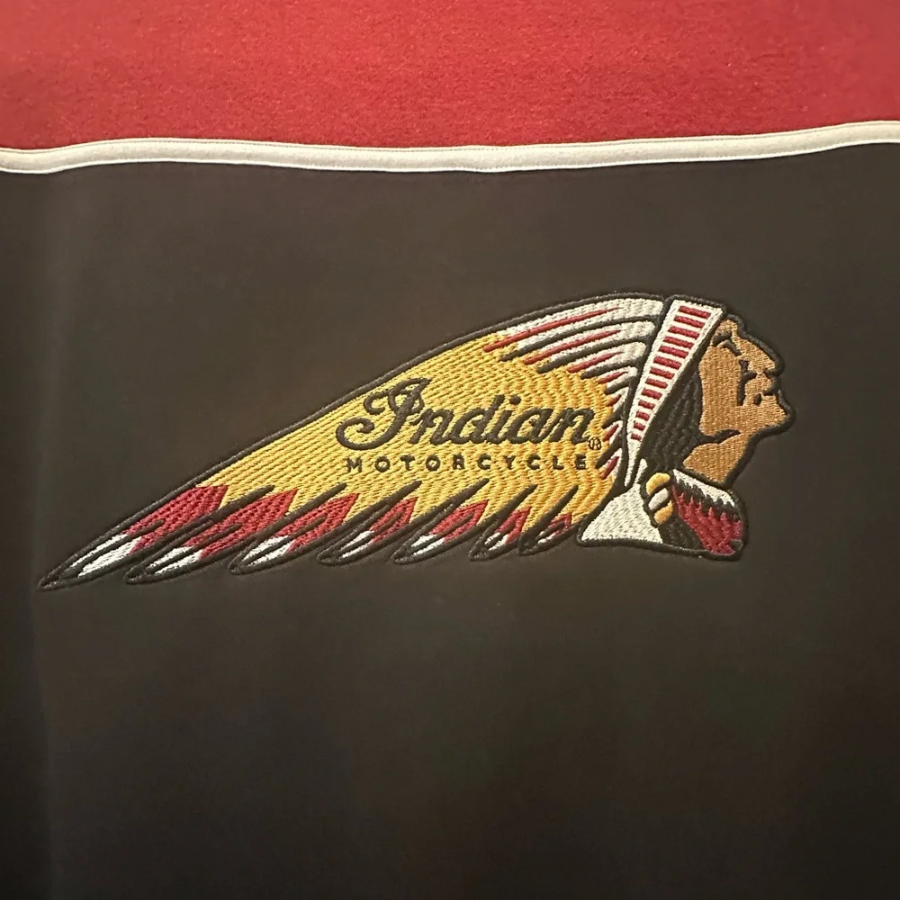 INDIAN MOTORCYCLE BRAND MEN’S FULL ZIP TWO-TONE SWEATSHIRT.  SIZE X-LARGE. - Picture 6 of 7